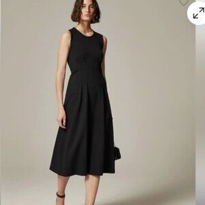 NWT J. Crew Nadia Ponte Dress Black Size XS Midi Sleeveless Classic LBD